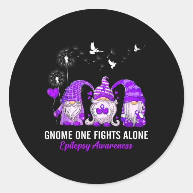 Pegatina Redonda Gnomes One lucha contra la epilepsia La conciencia (Anverso)