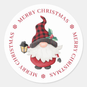 Pegatina Redonda Gnomo de Navidad leñador lindo personalizado