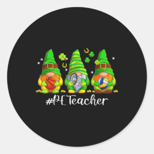 Pegatina Redonda Gnomo lindo profesor de educación física St Patric