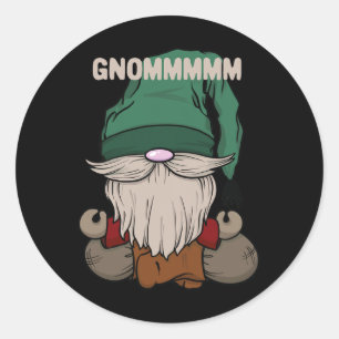 Pegatina Redonda Gnomo Yogi Diseño Divertido de Yoga Gnommmmm Postu