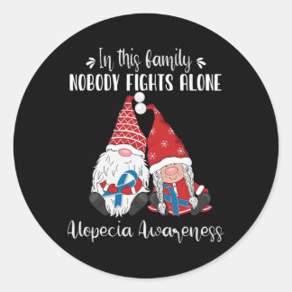 Pegatina Redonda Gnomos de Navidad Conciencia de Alopecia