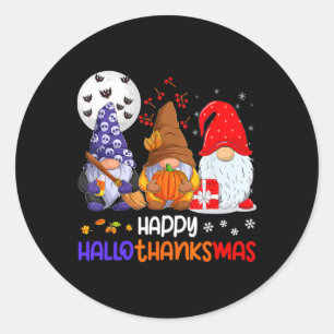 Pegatina Redonda Gnomos Felices Hallothanksmas Halloween Día de Acc