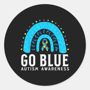 Pegatina Redonda Go Blue Autism Awareness Support Regalos Blue Ribb