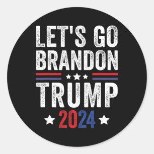 Pegatina Redonda Go Brandon Trump 2024 Bandera estadounidense anti-
