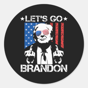 Pegatina Redonda Go Brandon Trump Bandera del Dedo Medio
