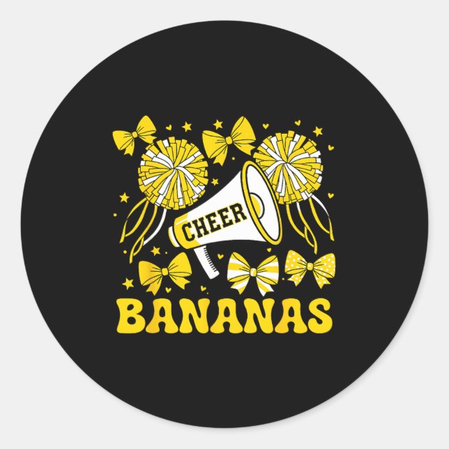 Pegatina Redonda Go Cheer Bananas School Srts Fan Team Srit Name  (Anverso)