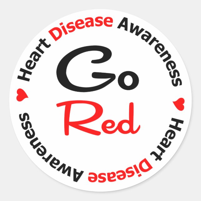 Pegatina Redonda GO ENFERMEDAD DEL Corazón ROJO (Anverso)