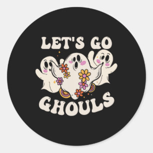 Pegatina Redonda Go Ghouls Costume Halloween Calabaza Fantasma