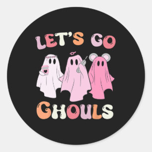 Pegatina Redonda Go Ghouls Halloween Ghost Set Costume Retro Gro