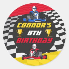 Pegatina Redonda Go Kart Carreras Car Birday Party