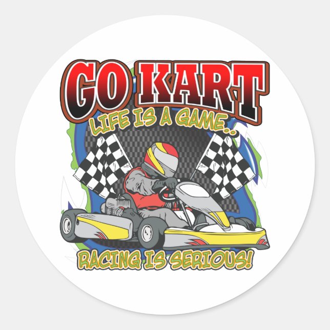 Pegatina Redonda Go Kart Life (Anverso)