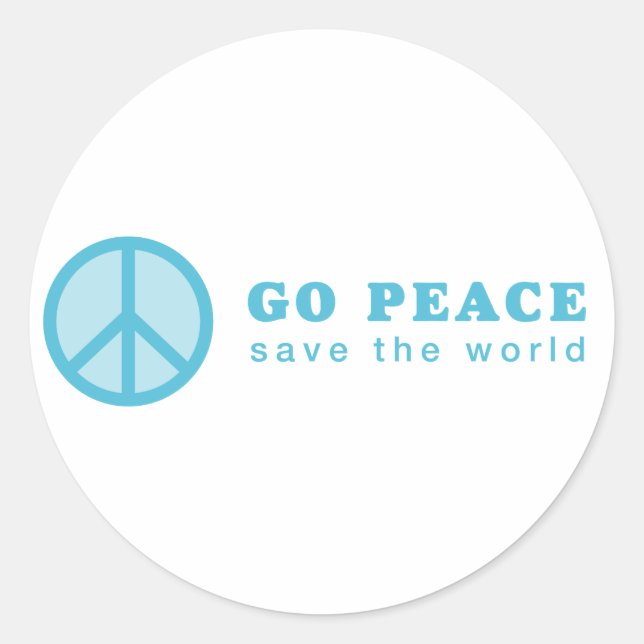 Pegatina Redonda Go Peace (Azul) (Anverso)