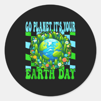 Pegatina Redonda Go planet earth day cute earth nature lovers tank