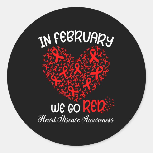 Pegatina Redonda Go Red - American Heart Month Awareness In Februar (Anverso)