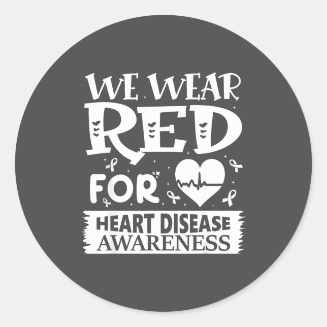 Pegatina Redonda Go Red – Awareness For Us Heart Health Month In Fe (Anverso)