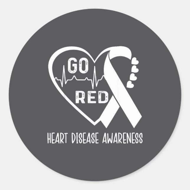 Pegatina Redonda Go Red - February American Heart Health Month Awar (Anverso)