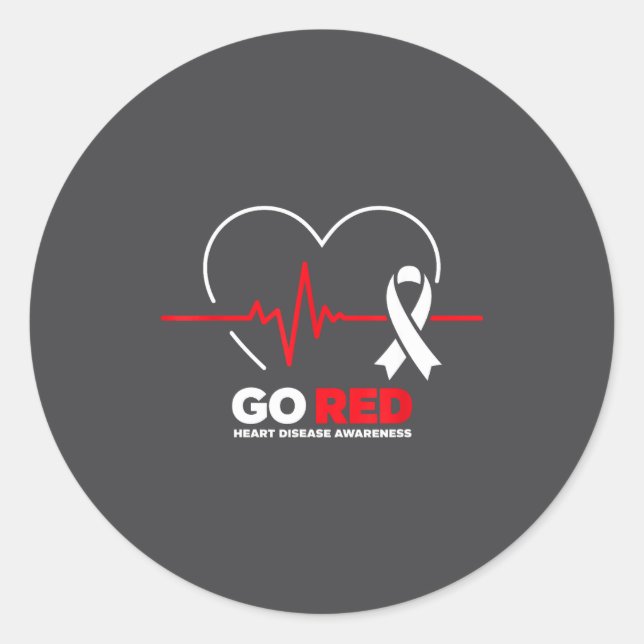 Pegatina Redonda Go Red For Women American Chd Heart Disease Month  (Anverso)