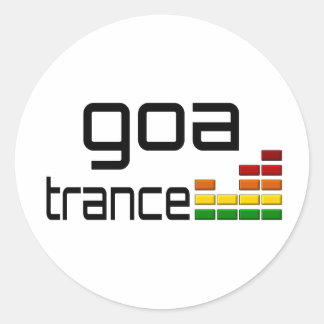 Pegatina Redonda Goa Trance Music con ecualizador estéreo