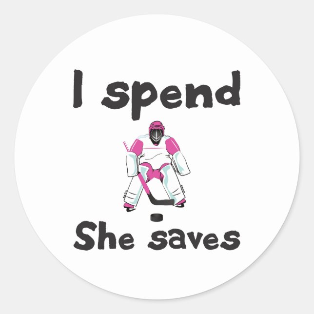 Pegatina Redonda Goalie de hockey que invito a salvar (Anverso)