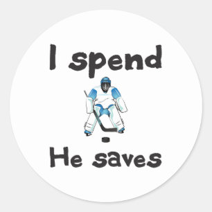Pegatina Redonda Goalie de hockey que paso y que ahorra