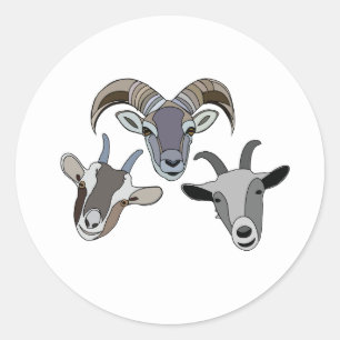 Pegatina Redonda Goat Animal Funny Goat
