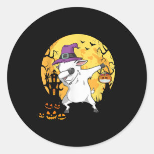 Pegatina Redonda Goat Dabbing Witch Pumpkin Funny Dog Halloween