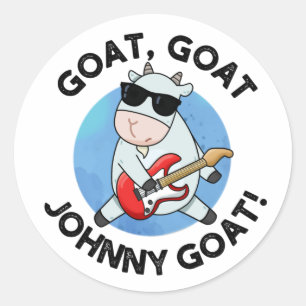 Pegatina Redonda Goat Johnny Goat Funny Music Animal Pun