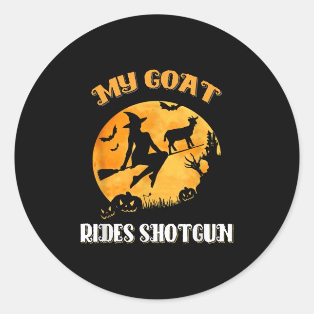 Pegatina Redonda Goat Shotgun Scary Halloween (Anverso)