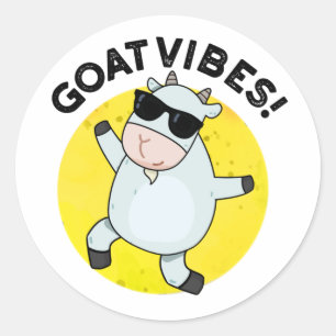 Pegatina Redonda Goat Vibes Funny Good Vibes Animal Pun
