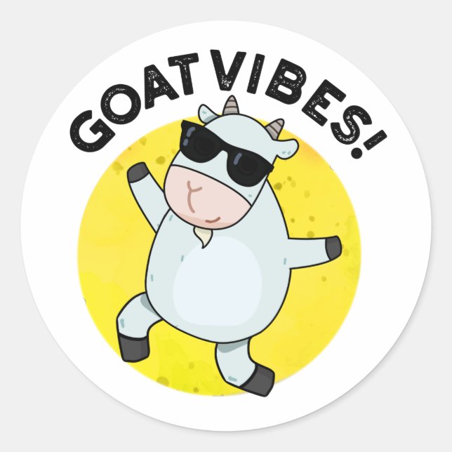 Pegatina Redonda Goat Vibes Funny Good Vibes Animal Pun (Anverso)