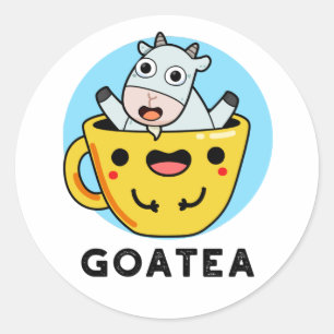 Pegatina Redonda Goatea Funny Goat Tea Pun