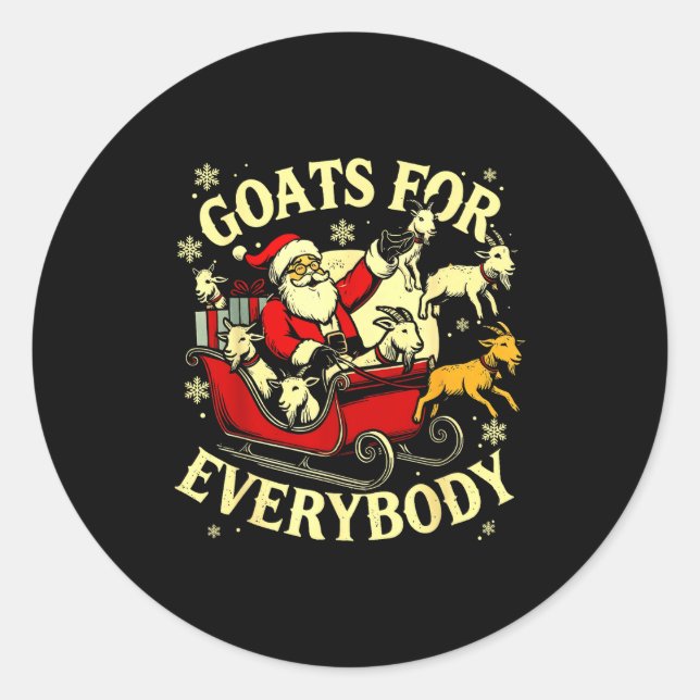 Pegatina Redonda Goats For Everybody Santa Funny Christmas Goat Mom (Anverso)