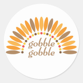 Pegatina Redonda Gobble Gobble Acción de Gracias