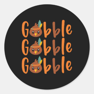 Pegatina Redonda GOBBLE GOBBLE GOBBLE otoño