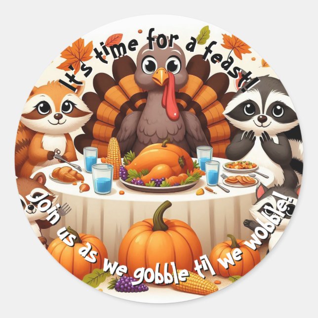 Pegatina Redonda Gobble hasta que tambaleamos (Anverso)