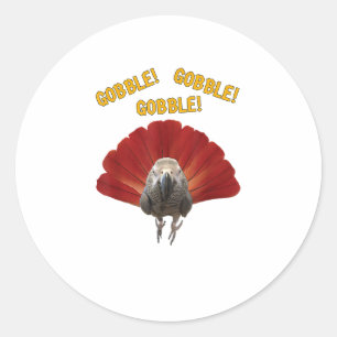 Pegatina Redonda ¡Gobble! Loro gris africano de acción de gracias e