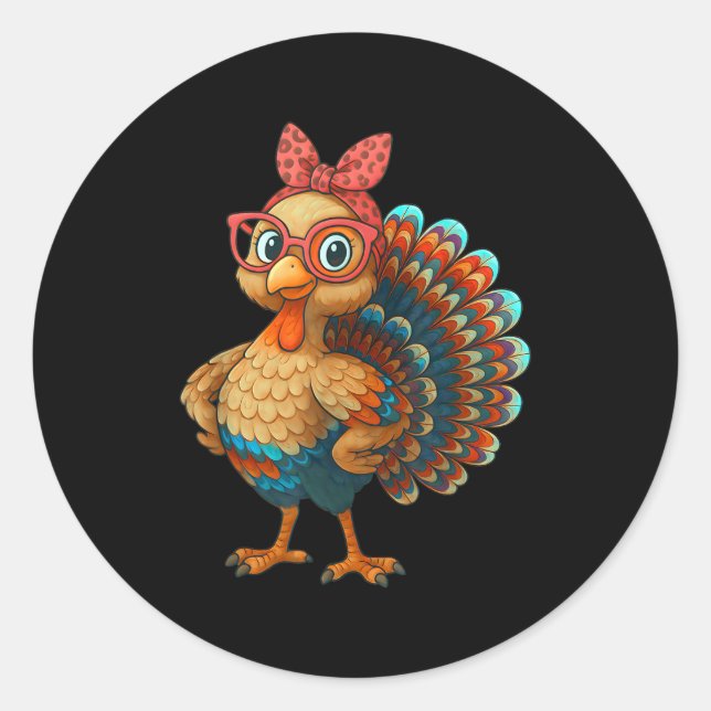 Pegatina Redonda Gobble Turkey Day Happy Thanksgiving For Toddlers  (Anverso)