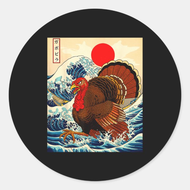 Pegatina Redonda Gobblezilla Turkey Funny Thanksgiving For Men Wome (Anverso)