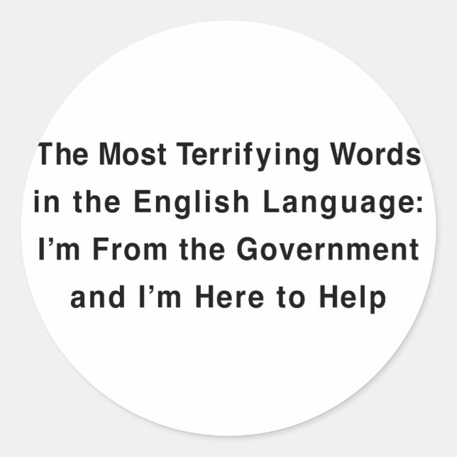 Pegatina Redonda Gobierno aterrador (Anverso)