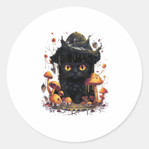 Pegatina Redonda Goblincore Estético Y Cottagecore Bajo Hongo
