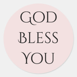 Pegatina Redonda God Bless You Pink and Black 