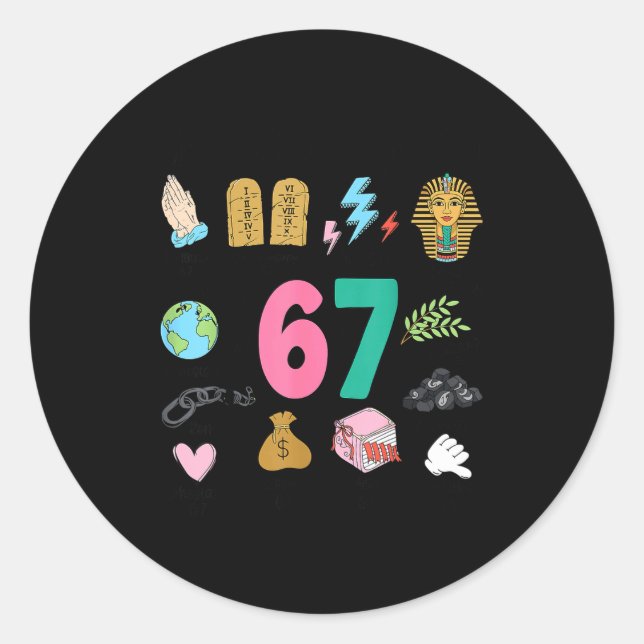 Pegatina Redonda God Did It First Christian 6 7 Meme Six Seven Bibl (Anverso)