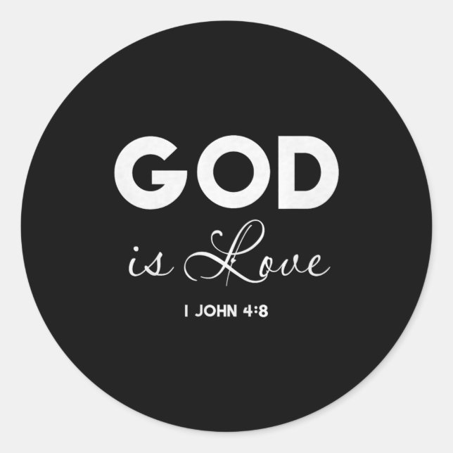 Pegatina Redonda God Is Love 1 John 4_8 Bible Verse Christian Scrip (Anverso)