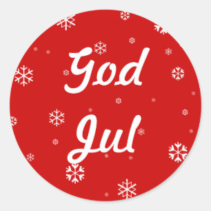 Pegatina Redonda God Jul Snowflakes