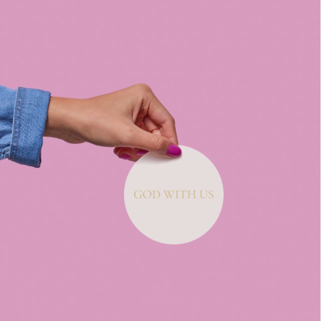 Pegatina Redonda GOD WITH US Cream Christmas Sticker #2 (Subido por el creador)