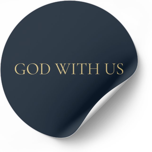 Pegatina Redonda GOD WITH US – Navy Minimal Christmas Sticker (Subido por el creador)