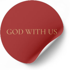 Pegatina Redonda GOD WITH US Red Minimal Christmas Sticker #4