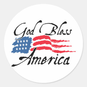 Pegatina Redonda GodBlessAmerica_v2
