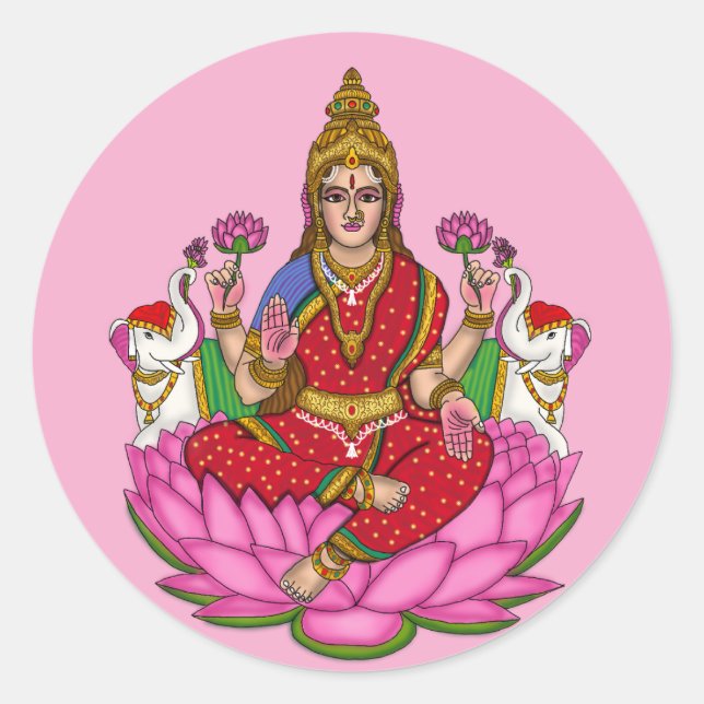 Pegatina Redonda Goddess Lakshmi Sticker (Anverso)