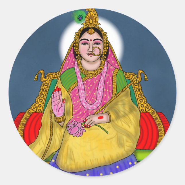 Pegatina Redonda Goddess Radha Sticker (Anverso)